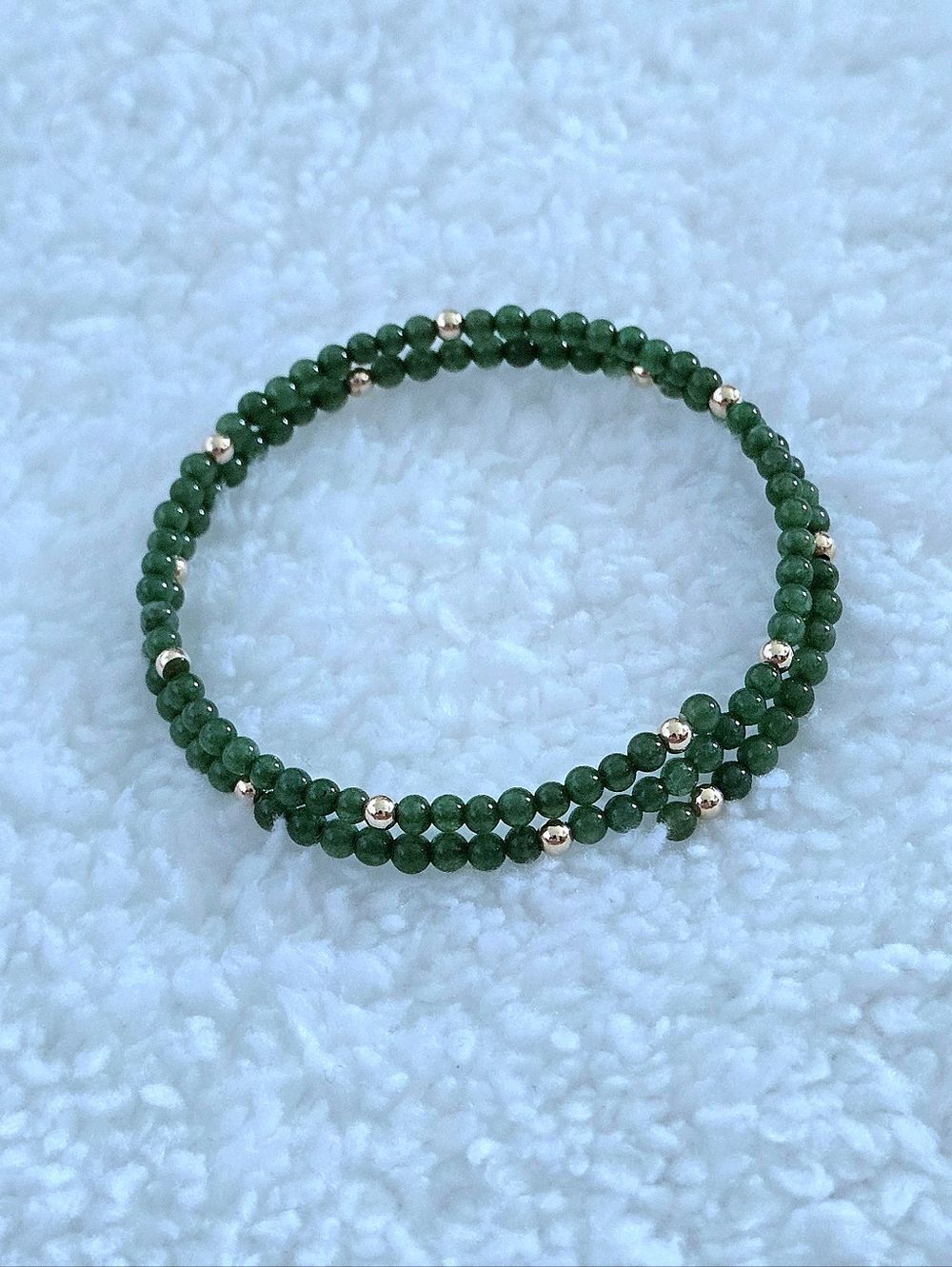 Green💚 Jade and 14K Gold💛 Beads Wrap Bracelet - NWT